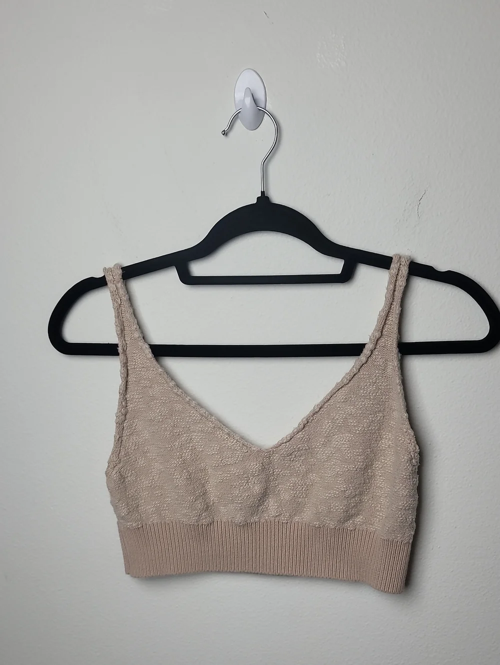 FP Beach Boho Crop Top Beige Knit Small